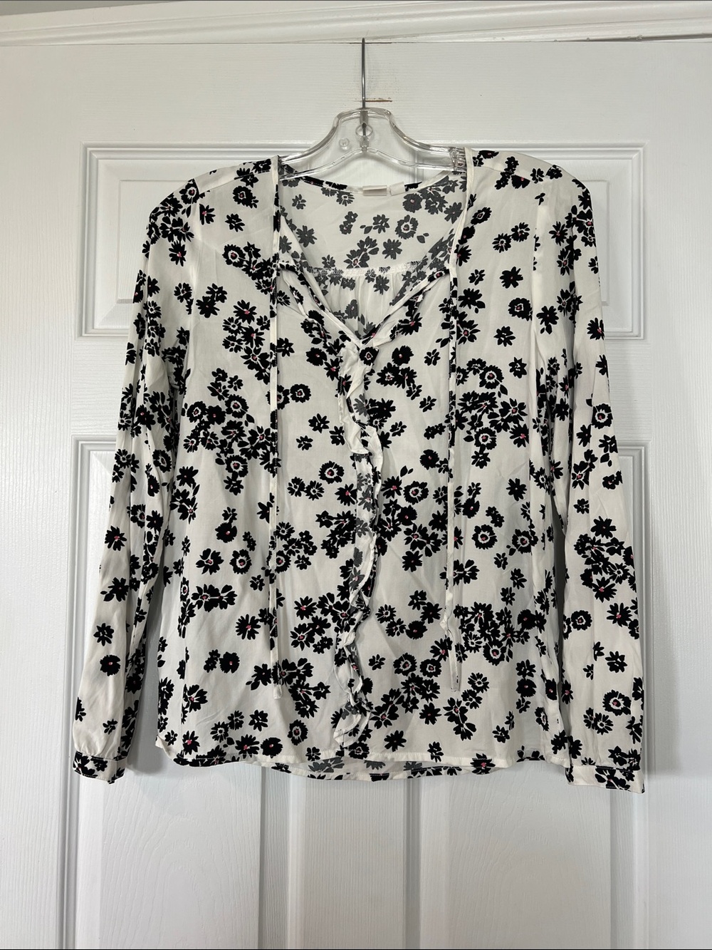 GAP White Blouse with Black Floral Print